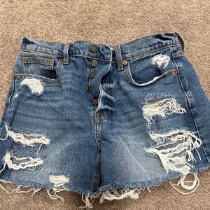 Distressed Blue Denim Shorts